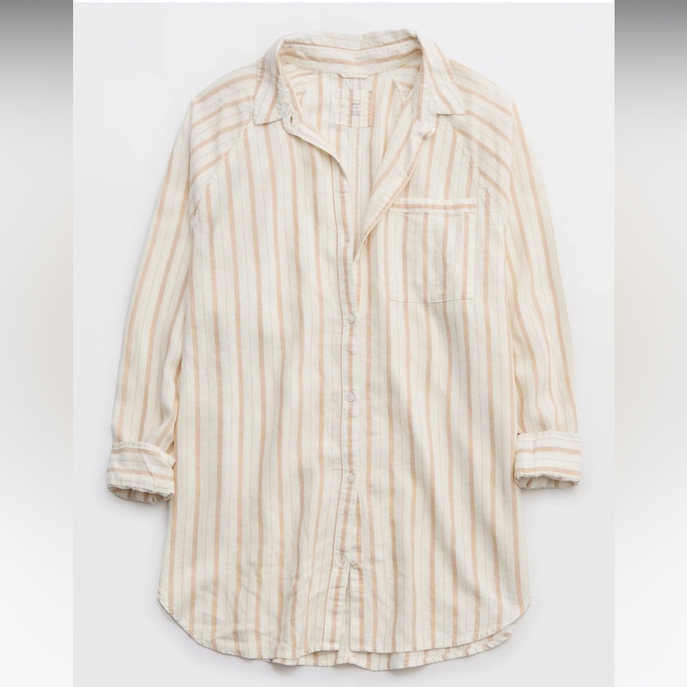 NWOT- Aerie Pool-To-Party Linen Blend Cover Up Shirt